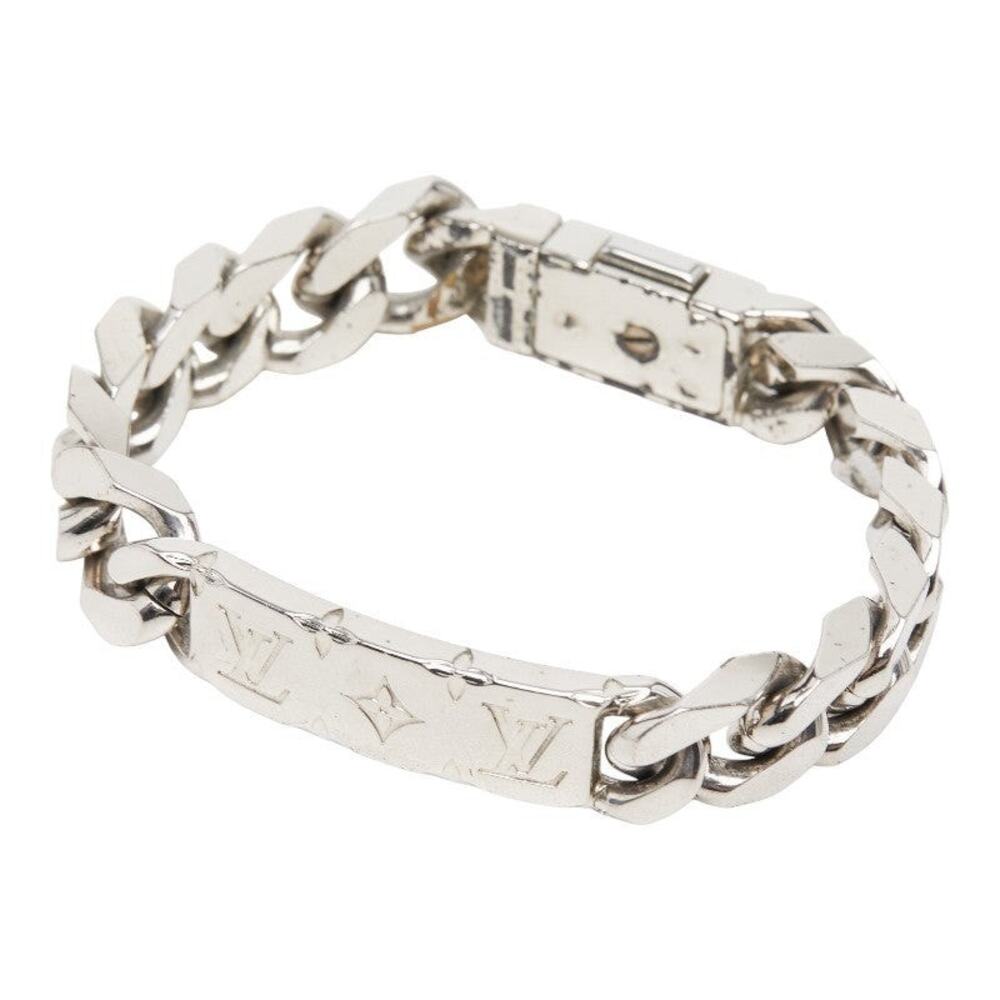 Louis Vuitton Monogram Brasle LV Signature Chain Bracelet Silver